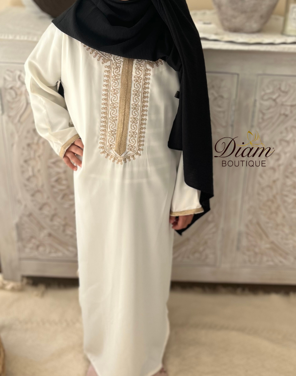 ABAYA SAIDA BLANCHE ENFANT