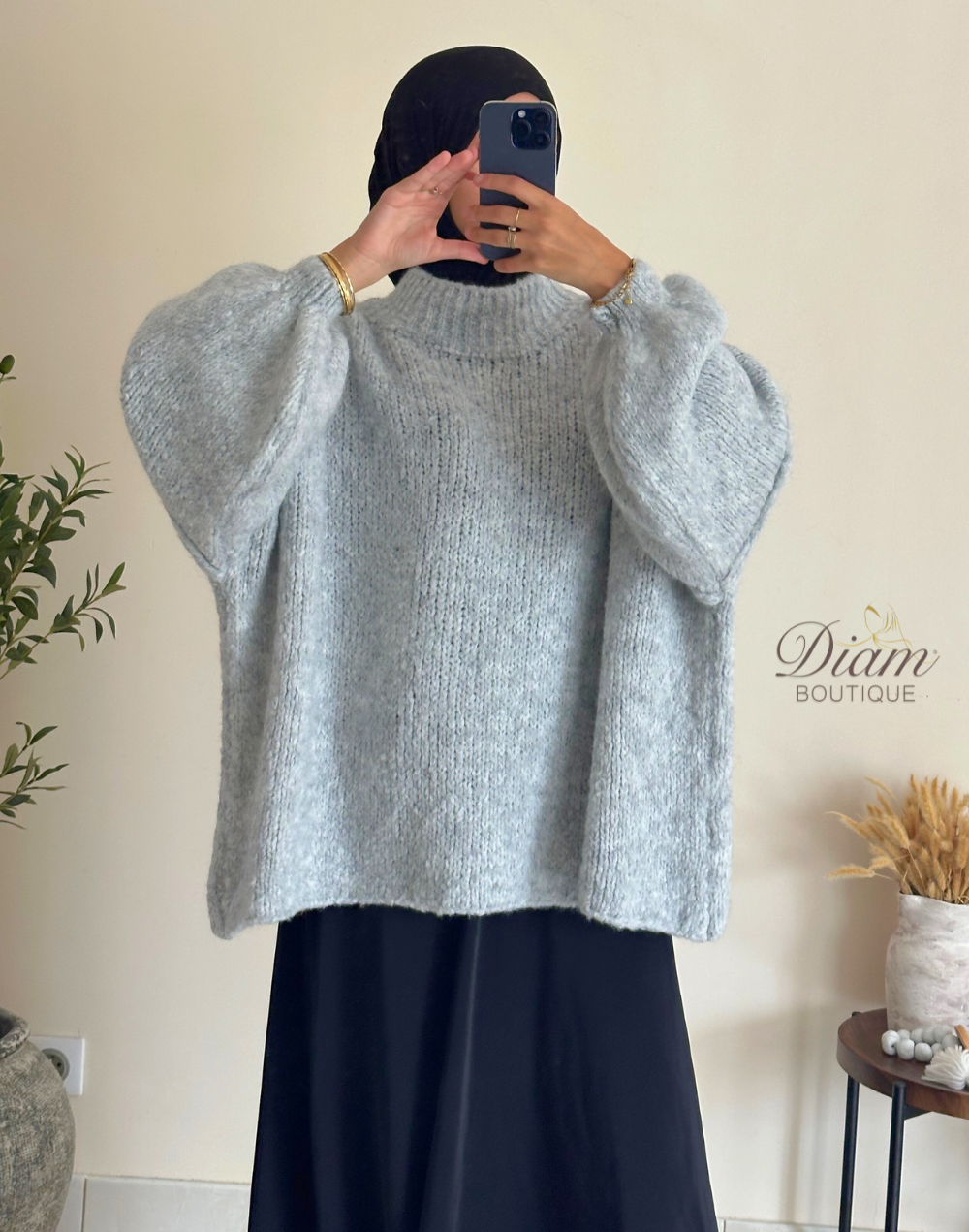 PULL MOHAIR OVERSIZE GRIS CLAIR