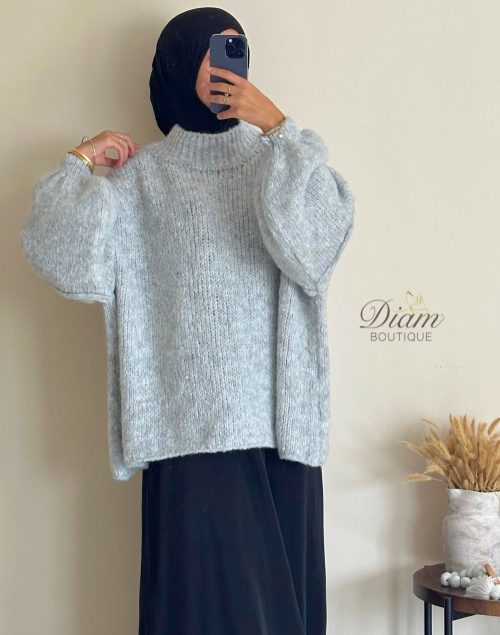 PULL MOHAIR OVERSIZE GRIS CLAIR