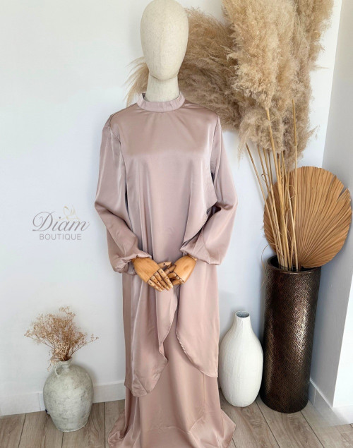 ENSEMBLE 2 PCS SATIN ROSE POUDRÉ