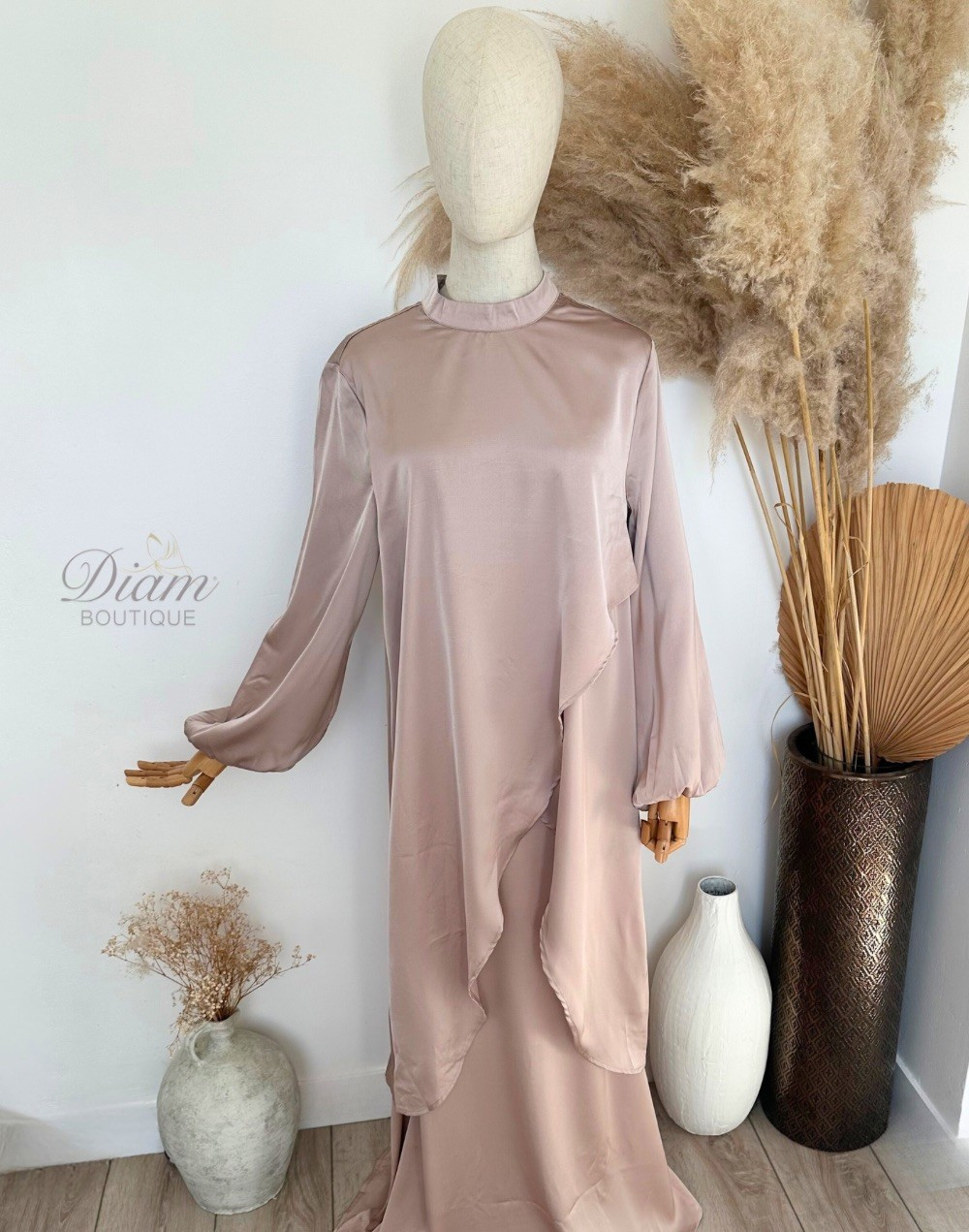 ENSEMBLE 2 PCS SATIN ROSE POUDRÉ