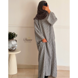 ROBE RAYÉE EFFET LIN GRISE