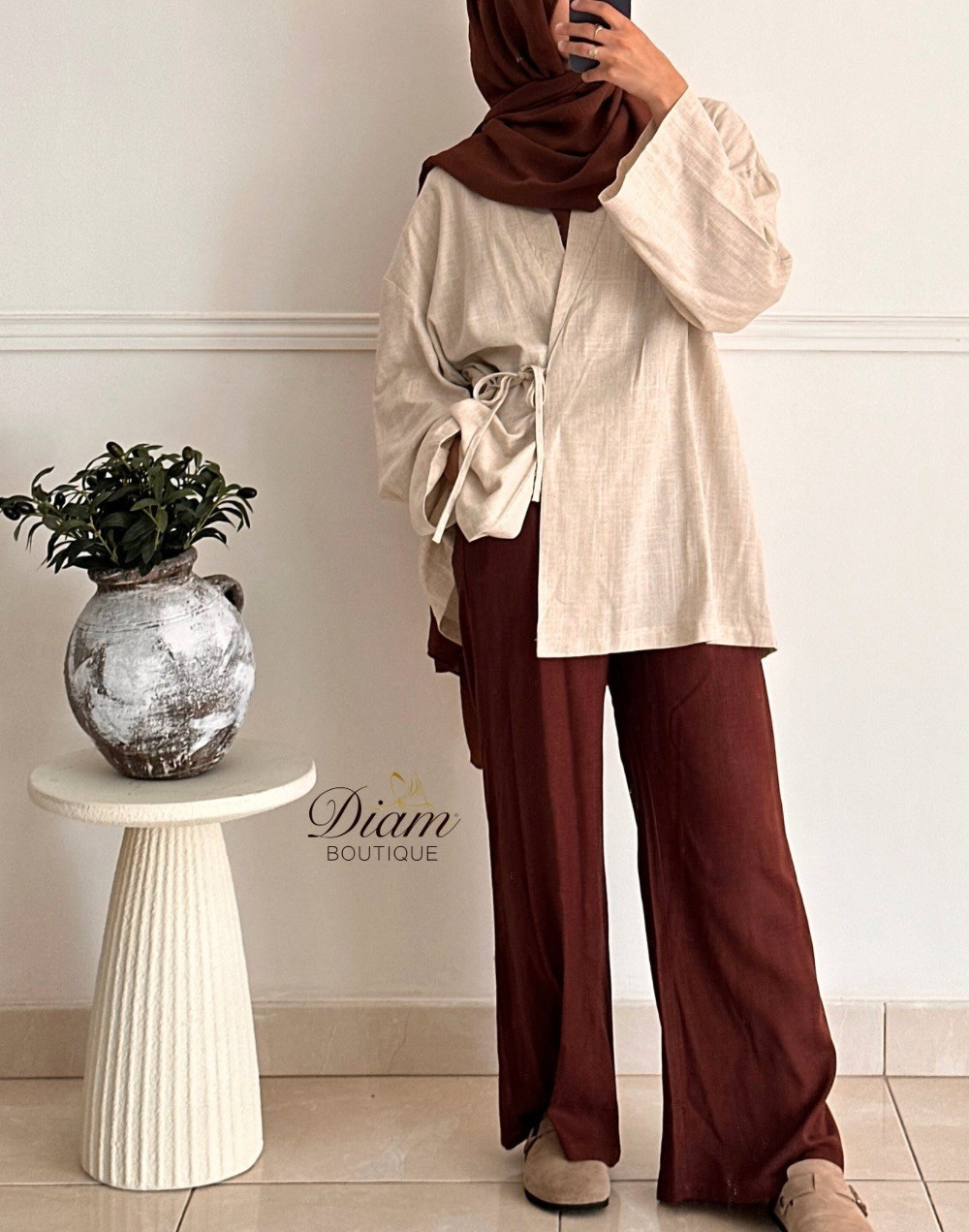 PANTALON PALAZZO LIN/COTON
