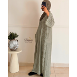 ROBE RAYÉE EFFET LIN GRISE