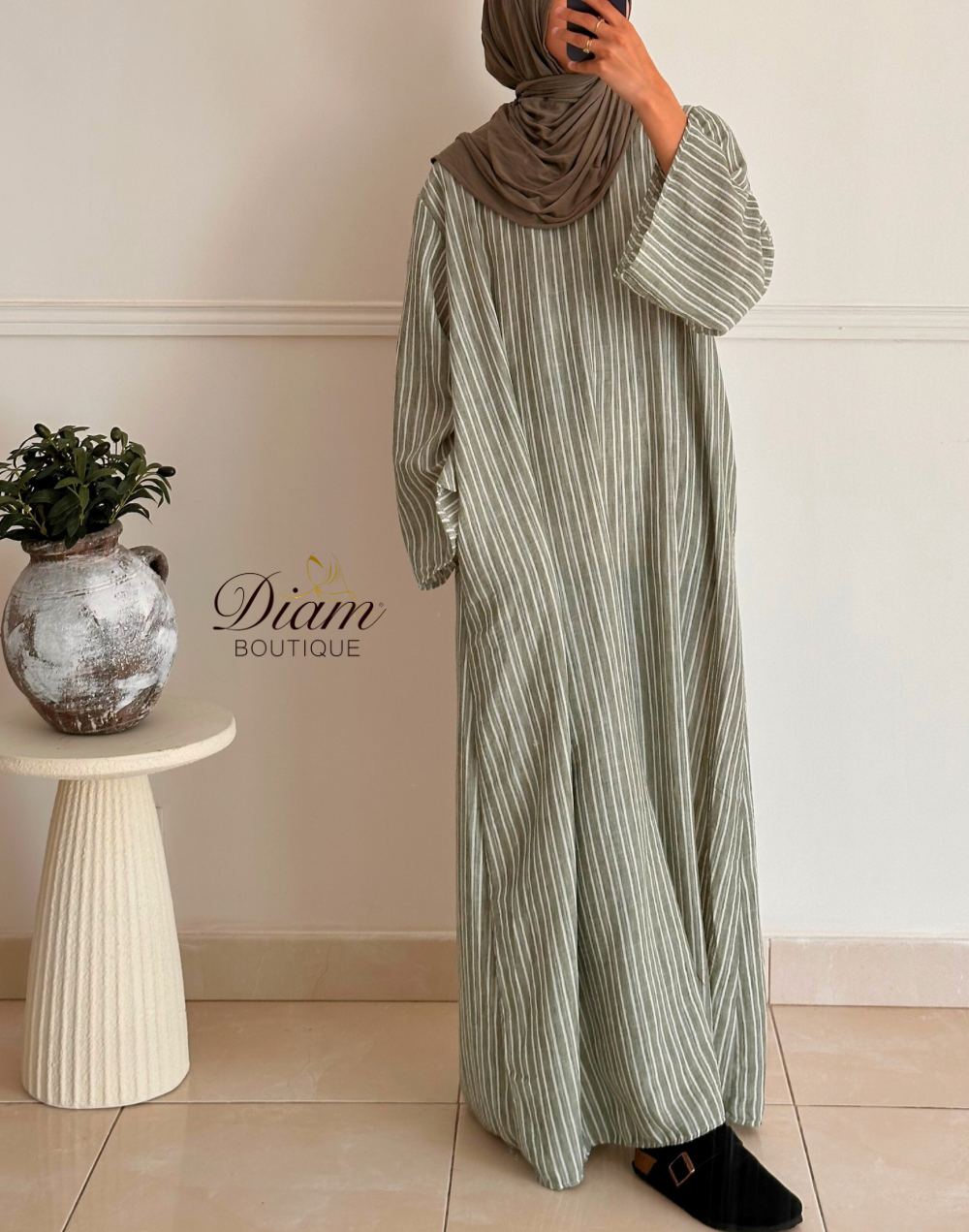 ROBE RAYÉE EFFET LIN GRISE