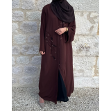 Abaya Dubai droite en mousseline doublée avec hijab et ceinture