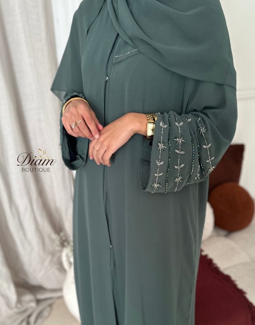Abaya dubai perlée sur les manches - Abaya Dubai