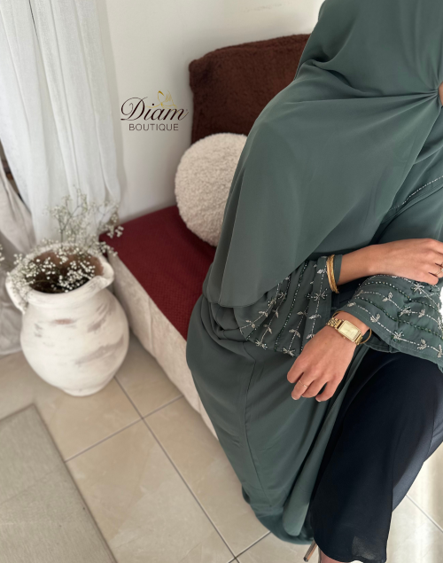Abaya dubai perlée sur les manches - Abaya Dubai