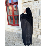 Abaya noire élégante avec finitions raffinées – Aïd - Ramadan