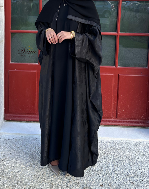 Abaya noire élégante avec finitions raffinées – Aïd - Ramadan