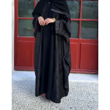 Abaya noire élégante avec finitions raffinées – Aïd - Ramadan
