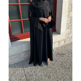 Abaya kimono nidah noire coupe cloche – Manches perlées