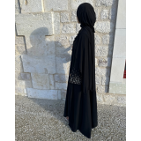 Abaya kimono nidah noire coupe cloche – Manches perlées