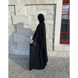 Abaya kimono nidah noire coupe cloche – Manches perlées