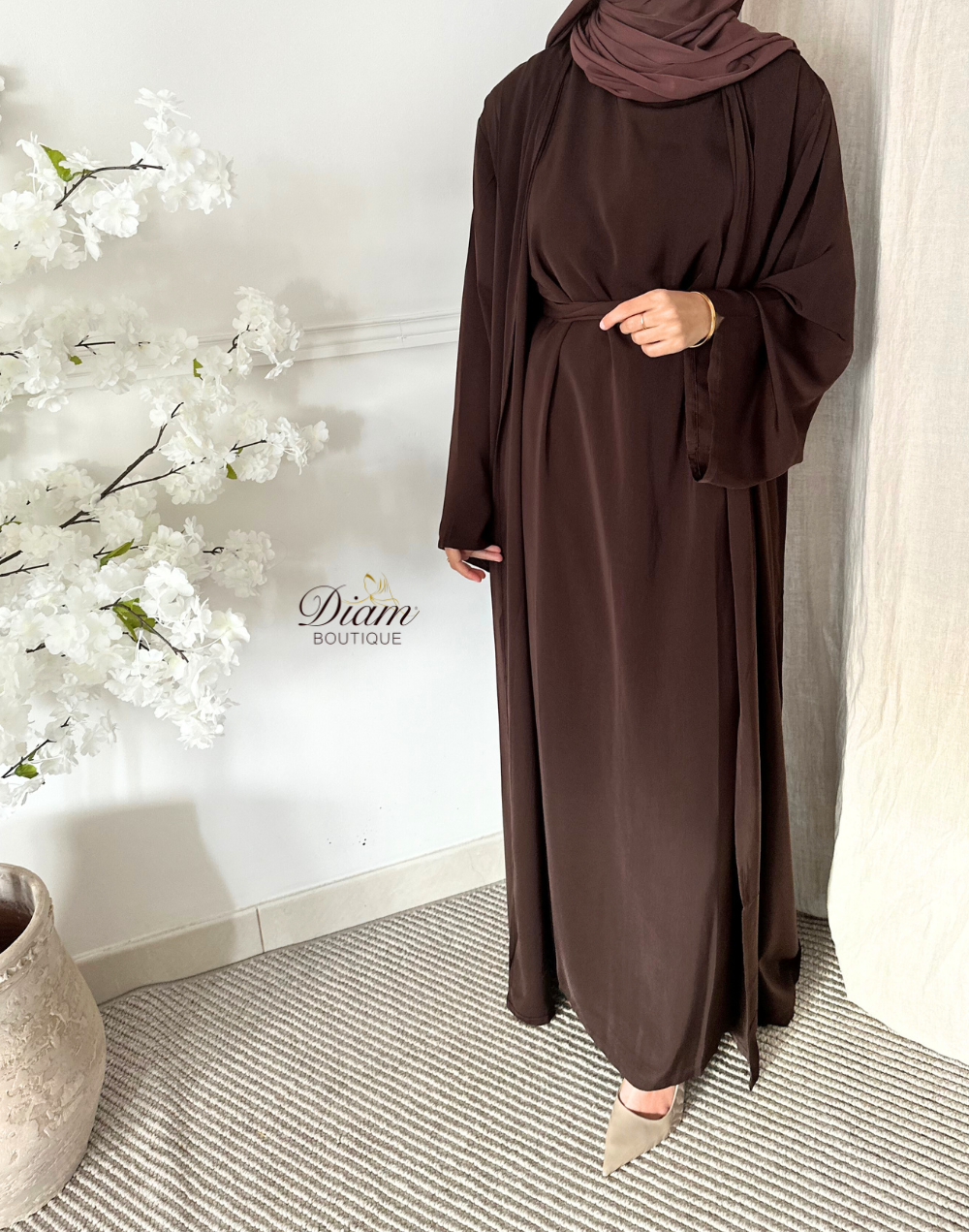Abaya Kimono avec sous abaya et ceinture