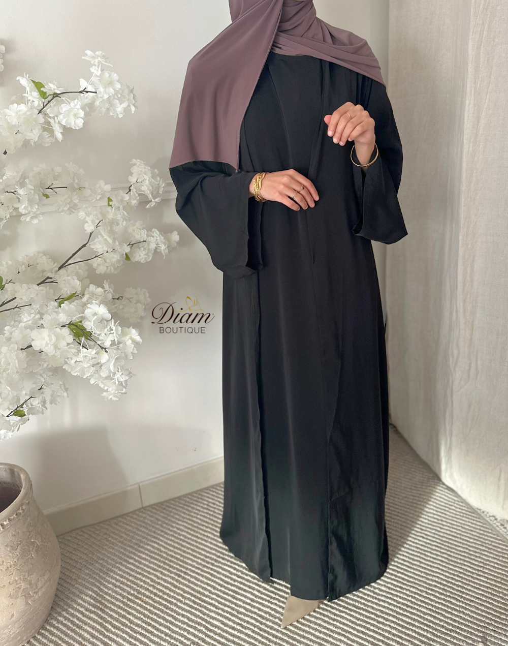 Abaya Kimono avec sous abaya et ceinture