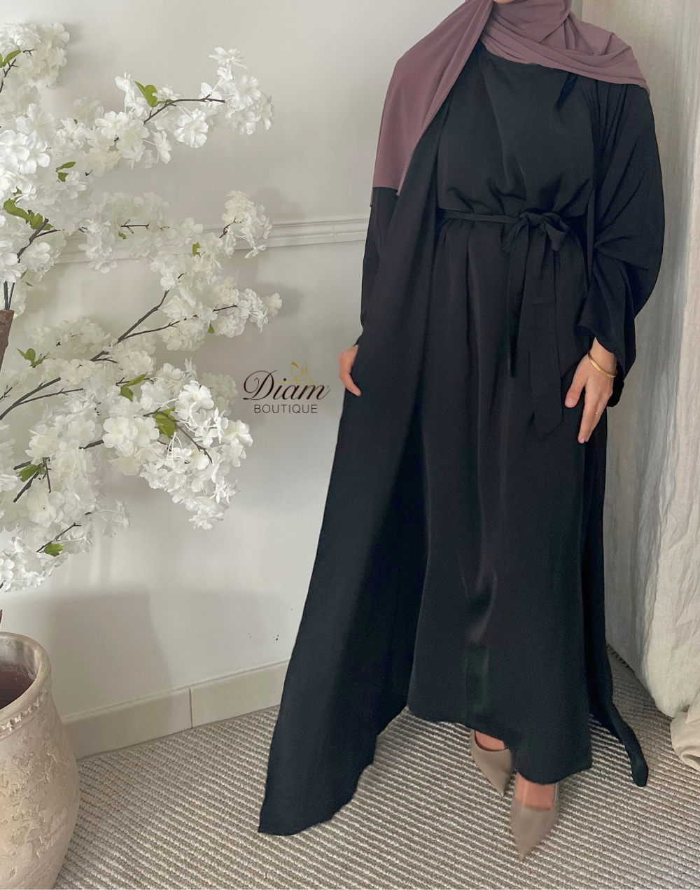 Abaya Kimono avec sous abaya et ceinture