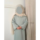 Abaya satin col rond perlée – Adultes & Enfants- Mère-Fille | Élégante et raffinée