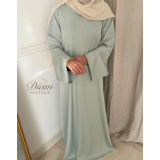 Abaya satin col rond perlée – Adultes & Enfants Mère Fille | Élégante et raffinée