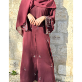 Abaya Nidah Perlée à la Main – Hijab Assorti – Fabriquée à Dubaï