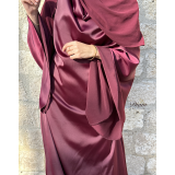 ROBE SATIN BORDEAUX