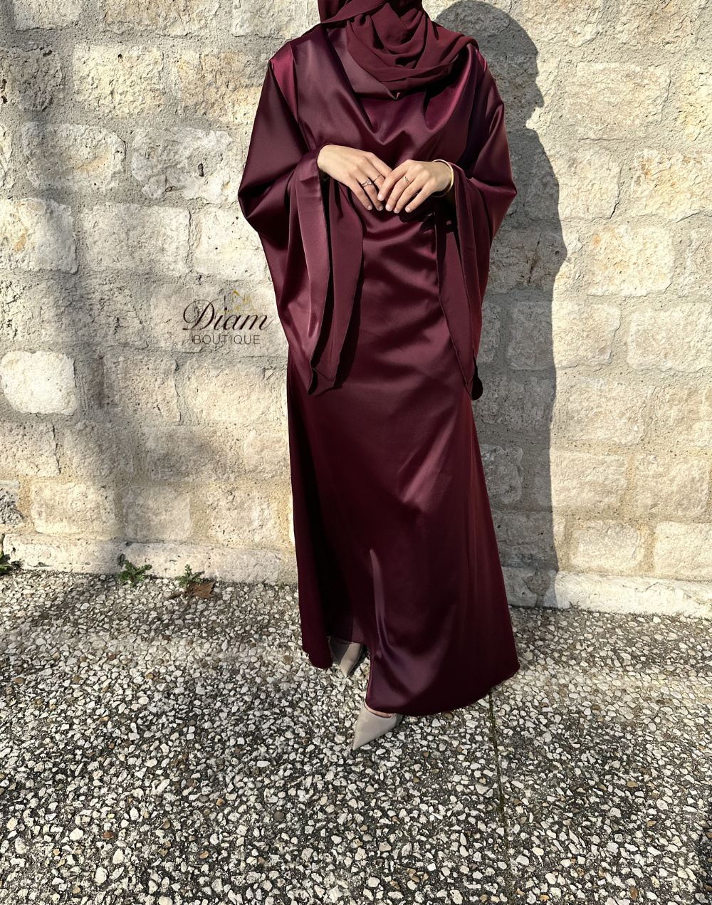 ROBE SATIN BORDEAUX