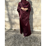 ROBE SATIN BORDEAUX