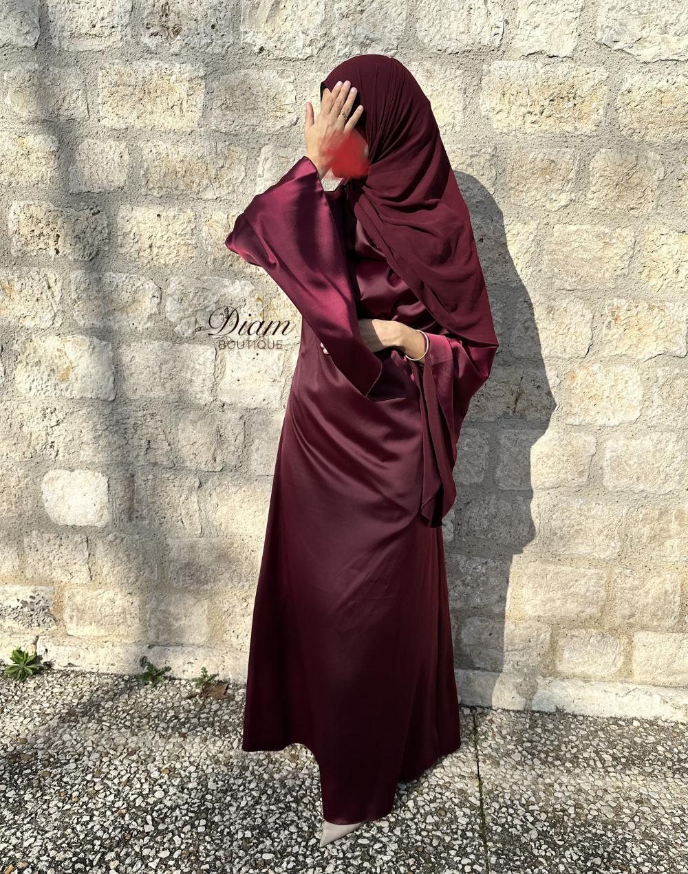 ROBE SATIN BORDEAUX