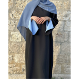 Abaya Crêpe Noir Bi-Color – Manches Fente