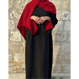 Abaya Crêpe Noir Bi-Color – Manches Fente