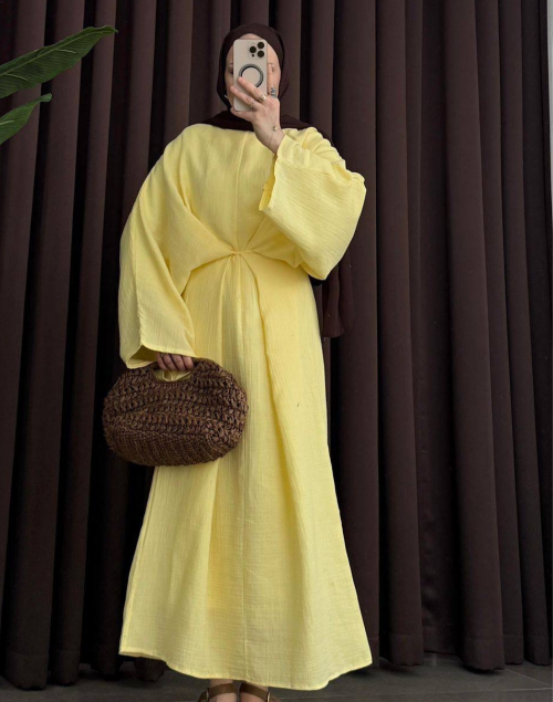 Robe longue en gaze de coton Noura – Robe ample élégante femme – Made in Turkey
