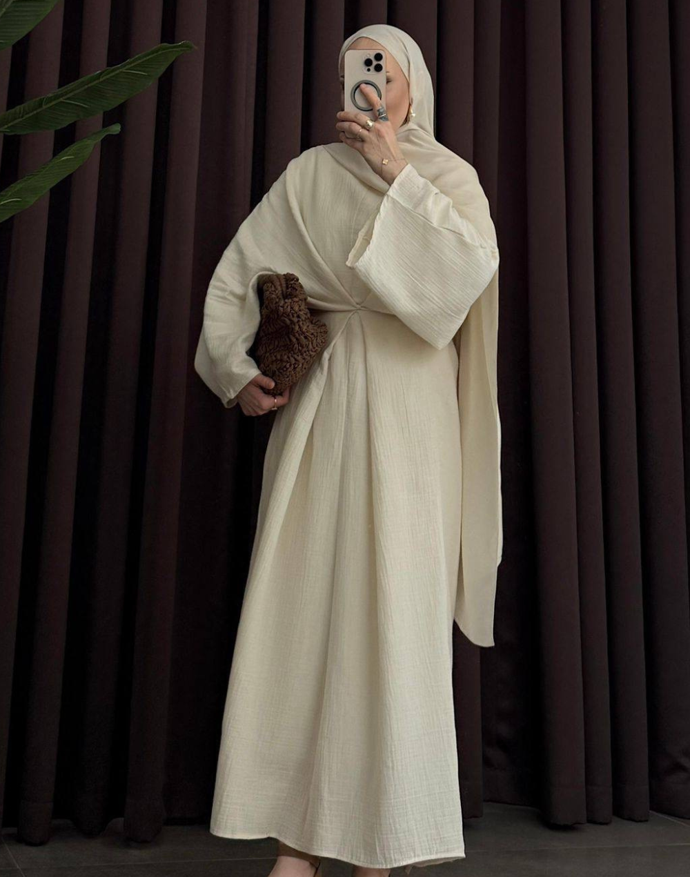 Robe longue en gaze de coton Noura – Robe ample élégante femme – Made in Turkey