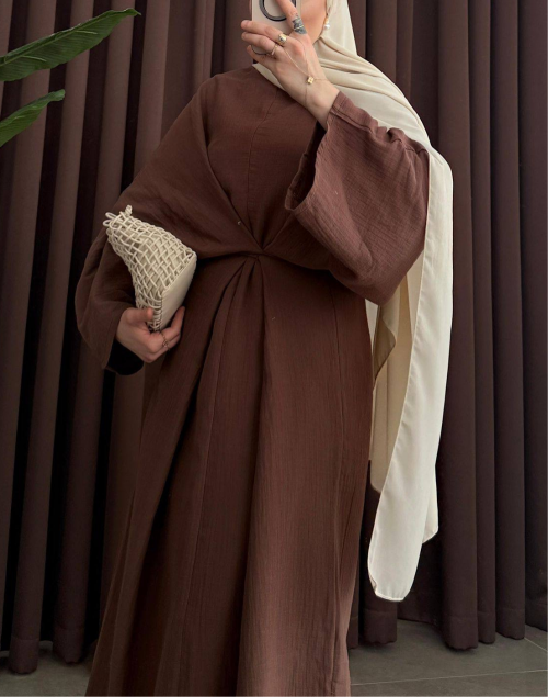Robe longue en gaze de coton Noura – Robe ample élégante femme – Made in Turkey