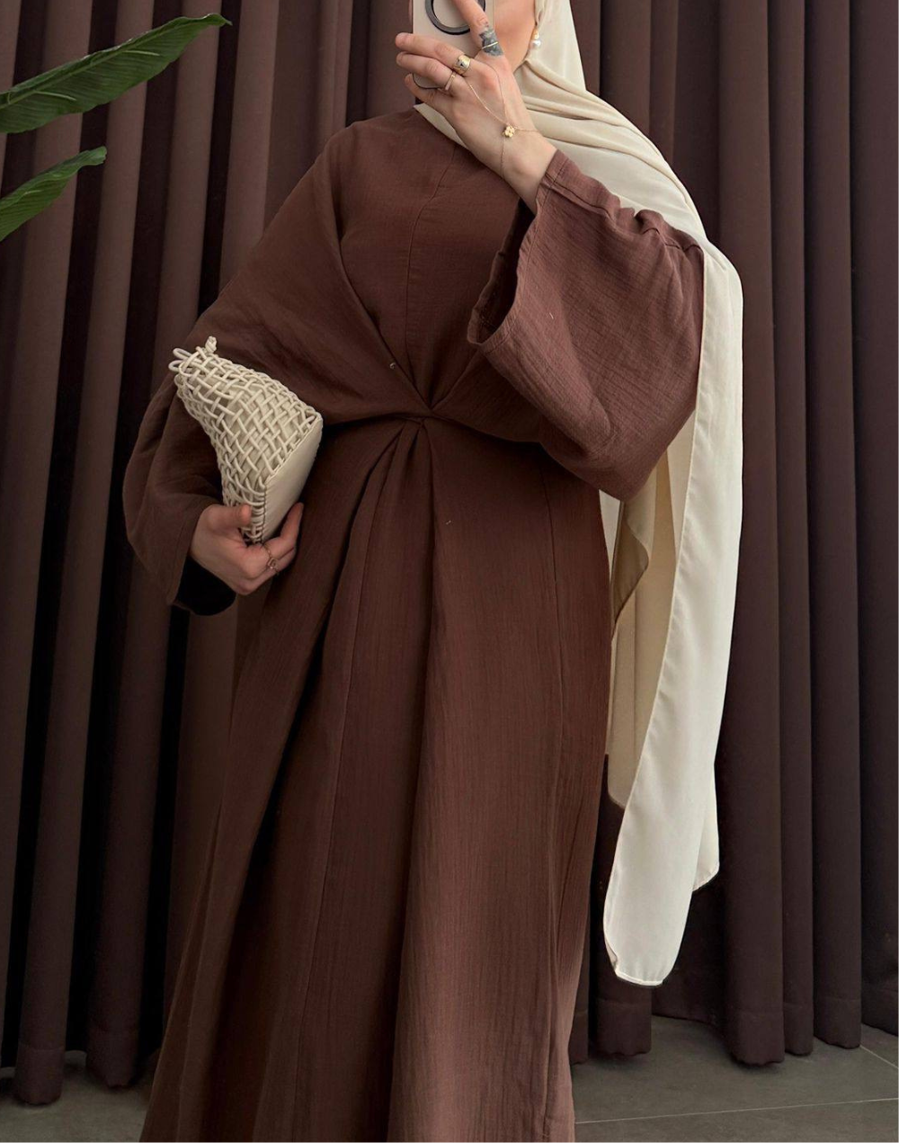Robe longue en gaze de coton Noura – Robe ample élégante femme – Made in Turkey