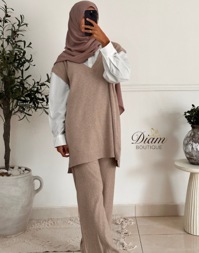 ENSEMBLE CÔTELÉ COL CHEMISE